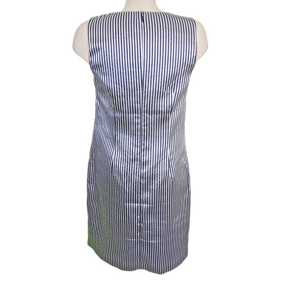 Banana Republic Dress Womens Size 8 Navy Silver Bow Striped Sheath Career Party - Picture 6 of 8